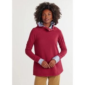 Dudley Stephens Marielle Mock Snap Neck Red Vello Fleece Size XS